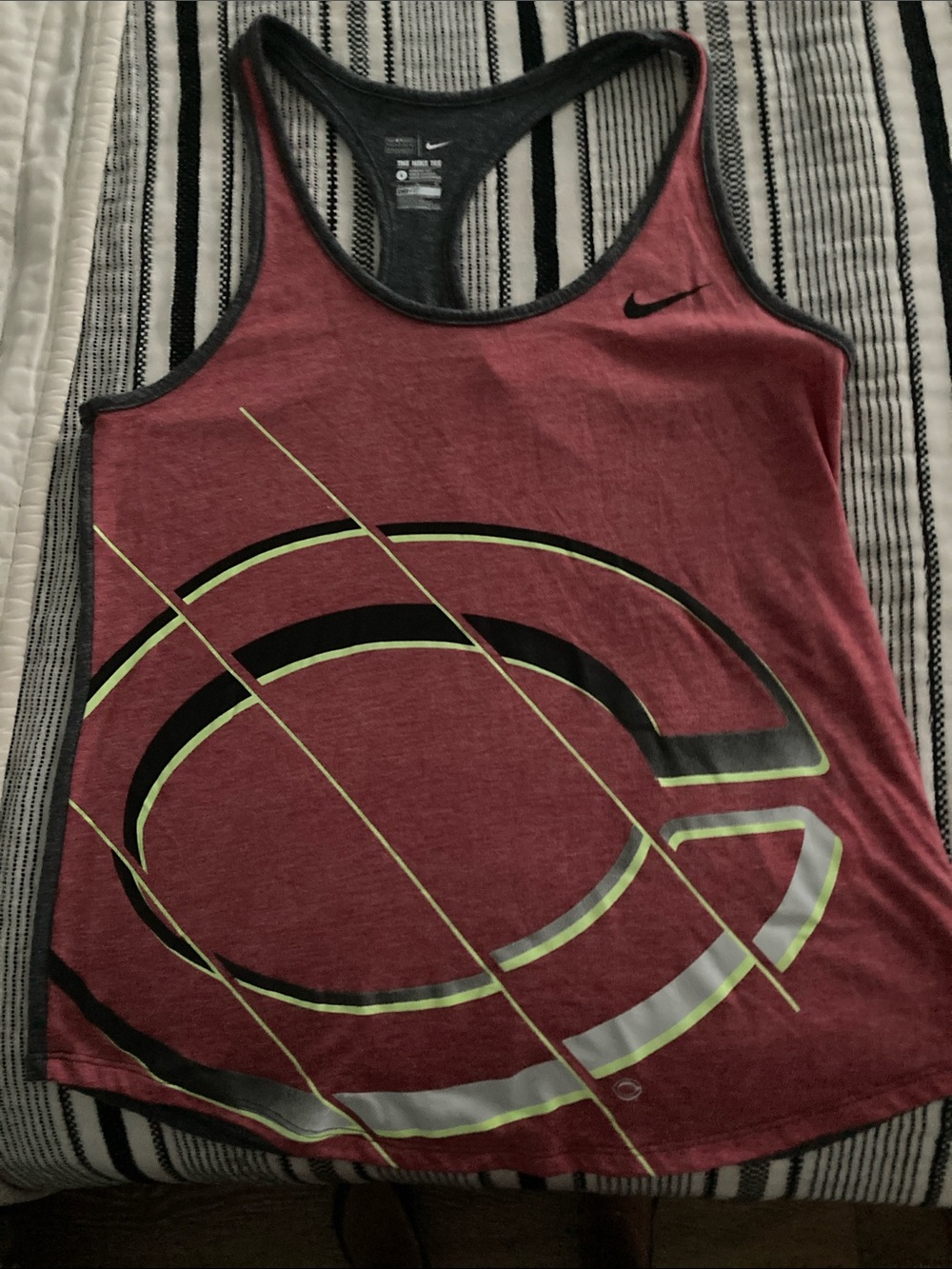 Nike Rose Racerback Tank with Neon Accent Graphic